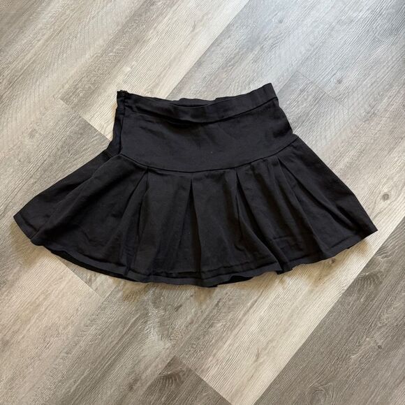Black Pleated Mini Skirt Cotton Spandex Large Streetwear Goth Punk - Picture 8 of 12